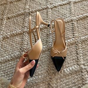 Elegant Beige and Black Women's Heels